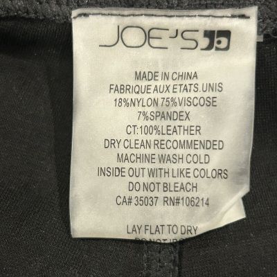 Joe's Jeans Off Duty Womens Large Leather Trim Leggings Black Ponte Stretch