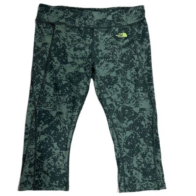The North Face Cropped Stretch Green Camouflage Workout Yoga Leggings Sz Large