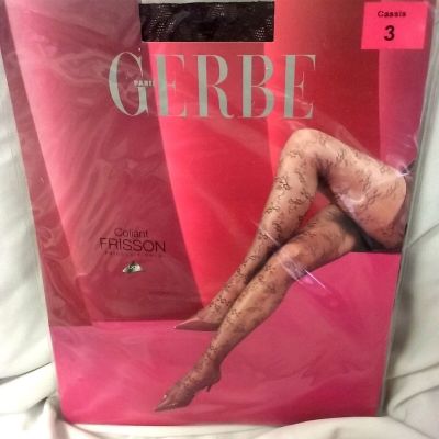 Gerbe Paris Prisson Black Floral Patterns Tights/Pantyhose Choose Size M L XL