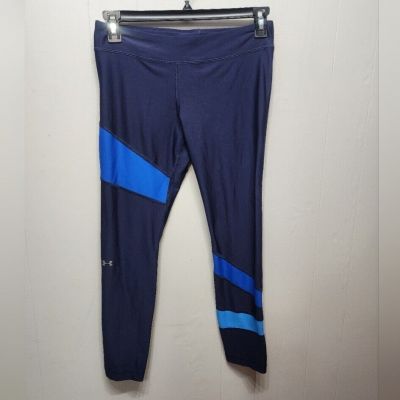 Under Armour Leggings Large Heat Gear Blue Athletic Performance Workout B625