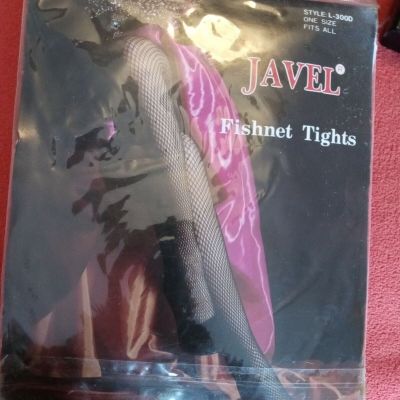 JAVEL White Fishnet Tights Style L-300D One Size Fits 90-160 lbs 5'-5'8