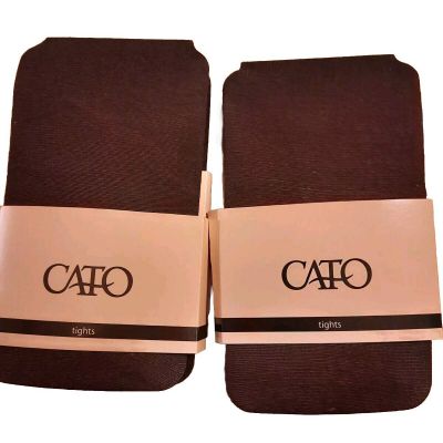Cato Womens M/T Solid Stretch Tights Stockings Pantyhose Brown 2-1 Pair Packs