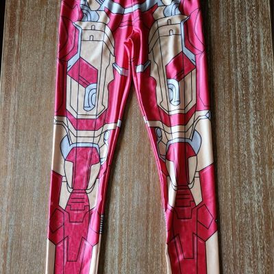 Women's Graphic Iron Man Style Superhero Leggings S Small Gym Pants Halloween