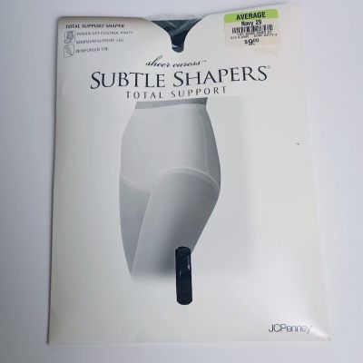 JC Penney Penny Subtle Shapers Total Support Pantyhose Navy 29 AVERAGE USA