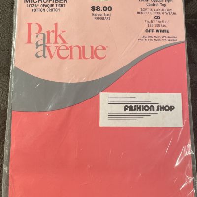 Park Avenue Microfiber Opaque Tight Cotton Crotch Pantyhose Off White Size CD