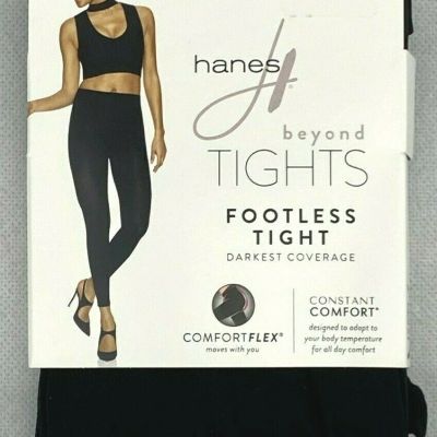 Hanes Beyond Tights Footless Darkest Coverage Black Size Medium M Free Shipping!