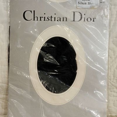 Christian Dior Tuxedo Motif Ultra Sheer Jet Black Size 2 Lycra Pantyhose