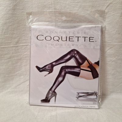 Coquette Wet Look Thigh High Black Stockings , Os/ XL/ Black