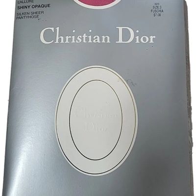 Christian Dior Shiny Opaque Sheer Pantyhose Fuschia  Size 3 L'Allure 923