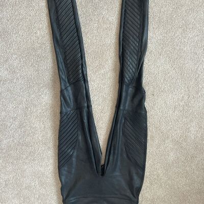 Spanx Women's Leggings, Size XS - Black Faux Leather Moto Style