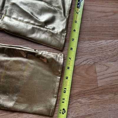 Gold WetLook Stockings Thigh High Faux Leather PU Metallic Leg Leggings Shiny