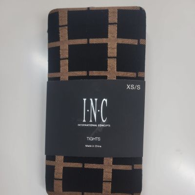 INC International Concepts Windowpane Tights Black Gold Choose Size New