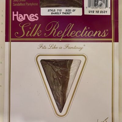 Vintage Hanes Silk Reflections Pantyhose Size EF Barely There Style 715 Sheer