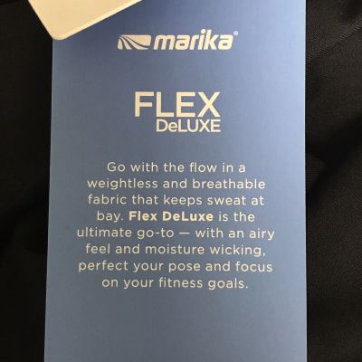 Marika Women Black/Gold Flex Deluxe Stretch Athletic Leggings 27” Waist M
