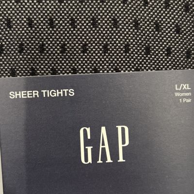 Gap Women Black Sheer Opaque Tights With Dots L/XL