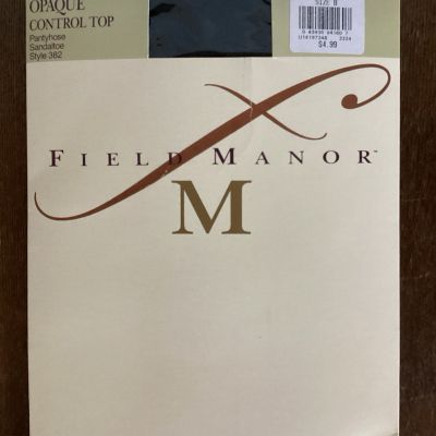 Field Manor Lycra Opaque control top pantyhose Sandal toe Style 382 Jet Size B