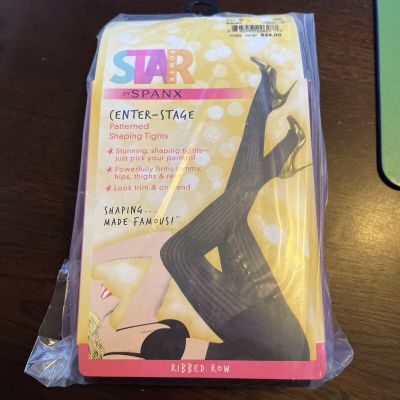 Star Power By Spanx Women's Ribbed Row Shaping Tights Sz F Black
