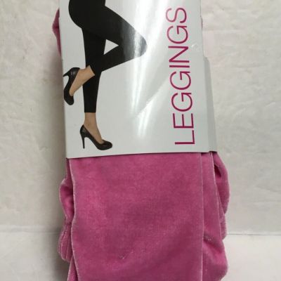 LEGGINGS BONBON (PINK) COLOR SIZE MEDIUM (STRETCH VELVETY LOOK)  NEW IN PACKAGE