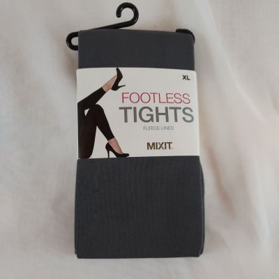 MIXIT Women's XL Gray Fleece-Lined Seamless Footless Tights New with Tag
