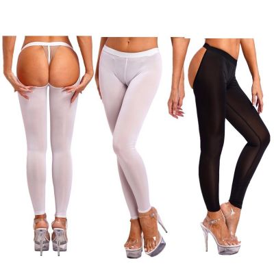 US Sexy Women's Seamless Shiny Tights Stretchy Footless Backless Pantyhose Pants