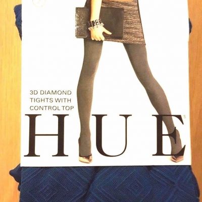 Hue Imperial Blue 3D Textured Diamond Tights w/Control Top - MSRP $13.50