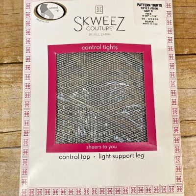 SKWEEZ COUTURE By JILL ZARIN PATTERN TIGHTS CONTROL TOP #7800 BLACK SMALL ??NWT