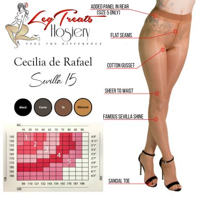 Cecilia de Rafael Sevilla 15 | Glossy Classic Sheer Pantyhose Tights Plus Sizes