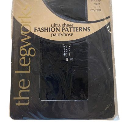 The Legwork’s Ultra Sheer Pantyhose Vintage NEW Black w/rhinestones