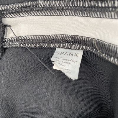 Spanx Size M Faux Leather Side Stripe Leggings Very Black White High Rise
