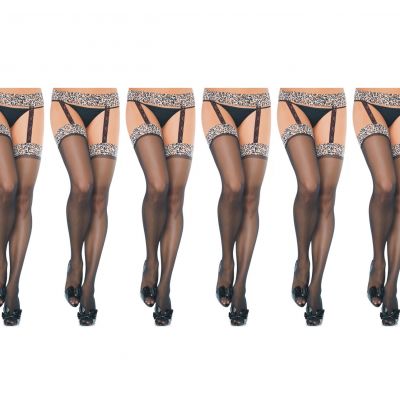 6Pcs Women Beileise Sexy Top Thigh High Stocking w Garter Belt Suspender USA