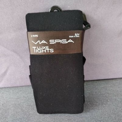 Via Spiga Luxe Tights 2 Pairs Sz Small/Medium Black Ht 4'10