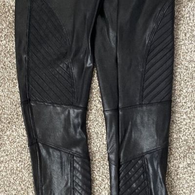 SPANX Women's Faux Leather Black Pants Shiny Slimming Leggings - Size Small