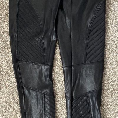 SPANX Women's Faux Leather Black Pants Shiny Slimming Leggings - Size Small