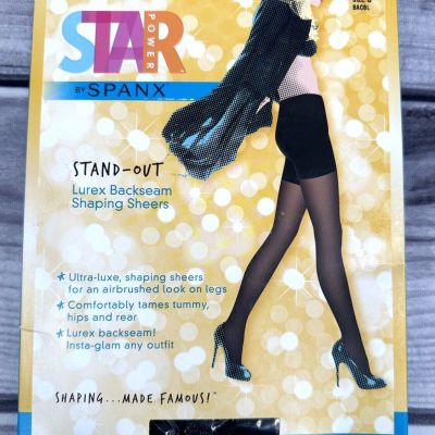 SPANX STAR POWER STAND OUT LUREX BACKSEAM SHAPING SHEERS  Size B   BLACK