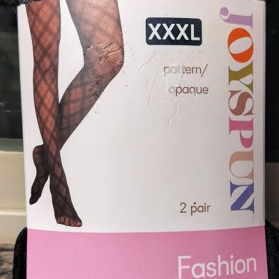 Joyspun Woman's 2 Pair Fashion Tights Size XXL 2XL New