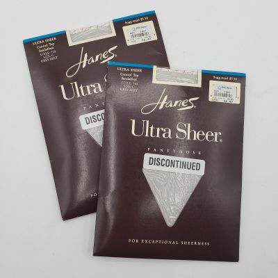 2x Hanes Ultra Sheer Pantyhose Style 710  Size C Color Grey Mist Control Top New