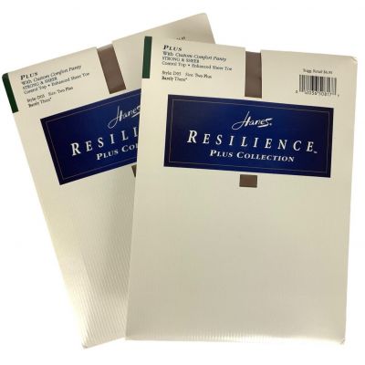 Hanes Resilience Pantyhose TWO PAIR Size 2X Barely There Control Top Sheer Toe