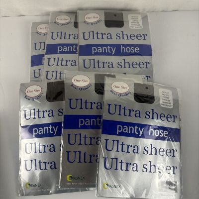 6 KoNEX Ultra Sheer Panty Hose Pantyhose Coffee Color One Size 100perc Nylon
