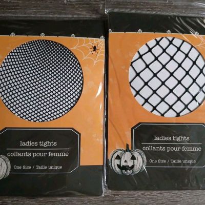 Ladies Halloween Tights! 2 PAIRS! One Size Fits Most. Fishnet