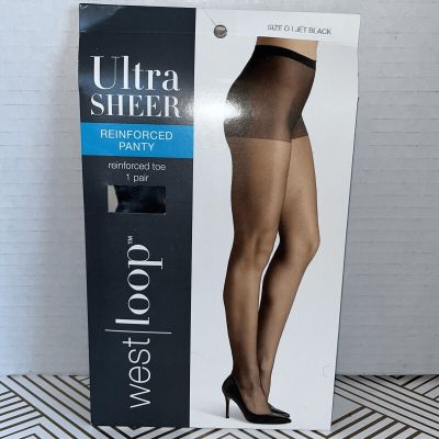 West Loop Pantyhose Size D Lot Of 2 Variety Tan Jet Black Silky Ultra High READ