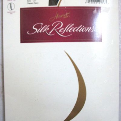 * Hanes SILK REFLECTION Silky Sheer CLASSIC NAVY 718 sz CD Control top PANTYHOSE