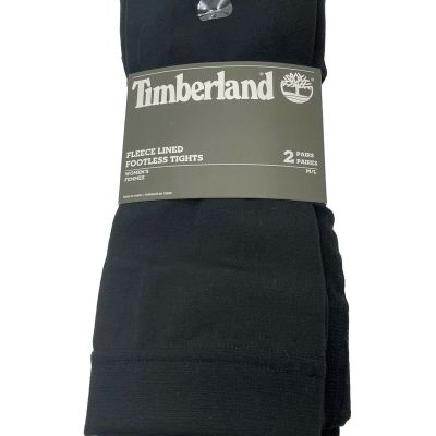 Timberland Fleece lined Footless Tights 2 pair Black Size M/L