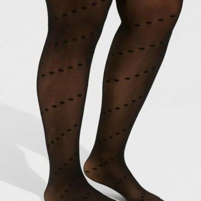 ~NWT TORRID Women's PLUS SIZE Black Diagonal Swiss Dot Tights~Size 1/2~(14-20)