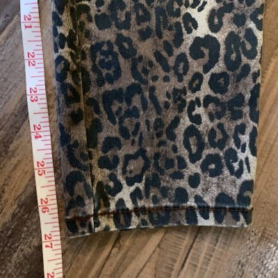 Sound Style Women's Lucy Pull On Ankle Platinum Stretch Animal Print Pants SZ M
