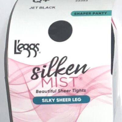 L'eggs Silken Mist Pantyhose SHAPER PANTY Silky Sheer Leg Tights, Q+-JET BLACK