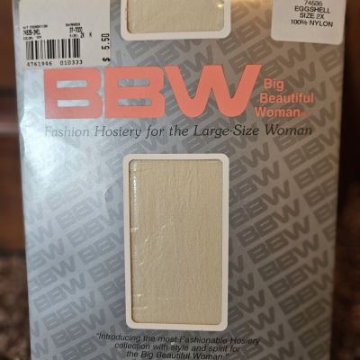 New Vintage BBW Big Beautiful Woman Hosiery Pantyhose Eggshell Sz 2X