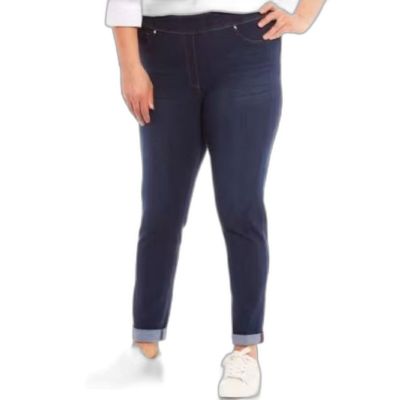 Slim Factor Jeans Women's Plus Size 2X Classic Waist Indigo Cuffed Pull-On NWT