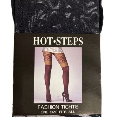 Hot Steps Fashion Tights Black One Size 4’10-5’8 95-160lbs Hand wash