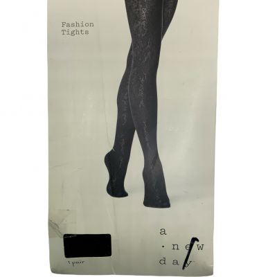 A New Day Fashion Tights Women's Size M/L Stylish Touch Airy Floral Black 1 Pair