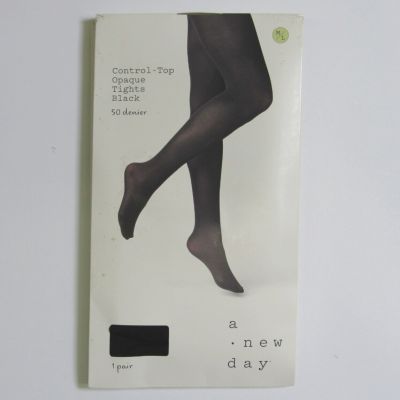 A New Day Women's 50D Opaque Control Top Tights Black Size M/L